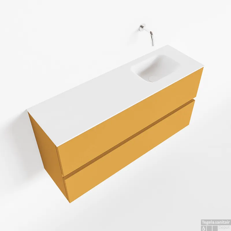 Speciale Aanbieding MONDIAZ ADA 100cm toiletmeubel ocher. LEX wastafel talc rechts zonder kraangat