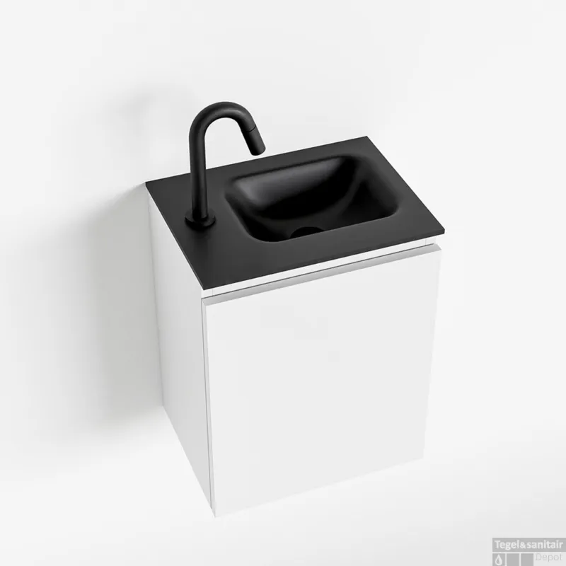 MONDIAZ OLAN 40cm toiletmeubel talc. LEX wastafel urban rechts 1 kraangat Direct Beschikbaar