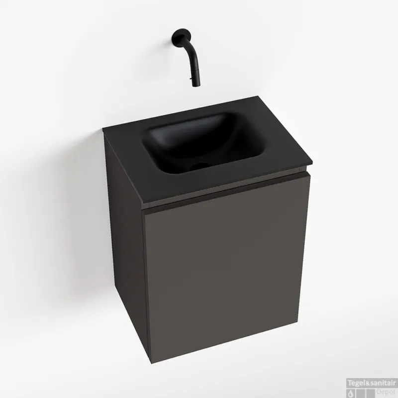 Voordeelprijs MONDIAZ OLAN 40cm toiletmeubel dark grey. LEX wastafel urban midden geen kraangat