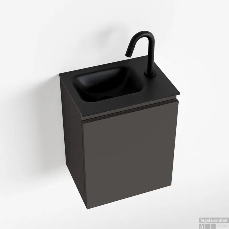 MONDIAZ OLAN 40cm toiletmeubel dark grey. LEX wastafel urban links 1 kraangat Nieuw
