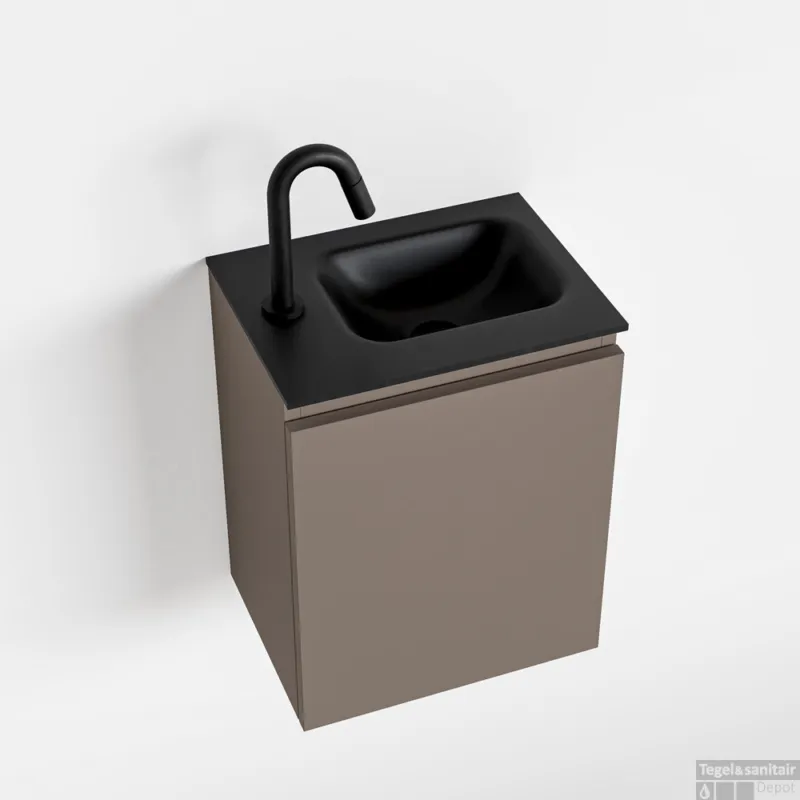 Premium MONDIAZ OLAN 40cm toiletmeubel smoke. LEX wastafel urban rechts 1 kraangat