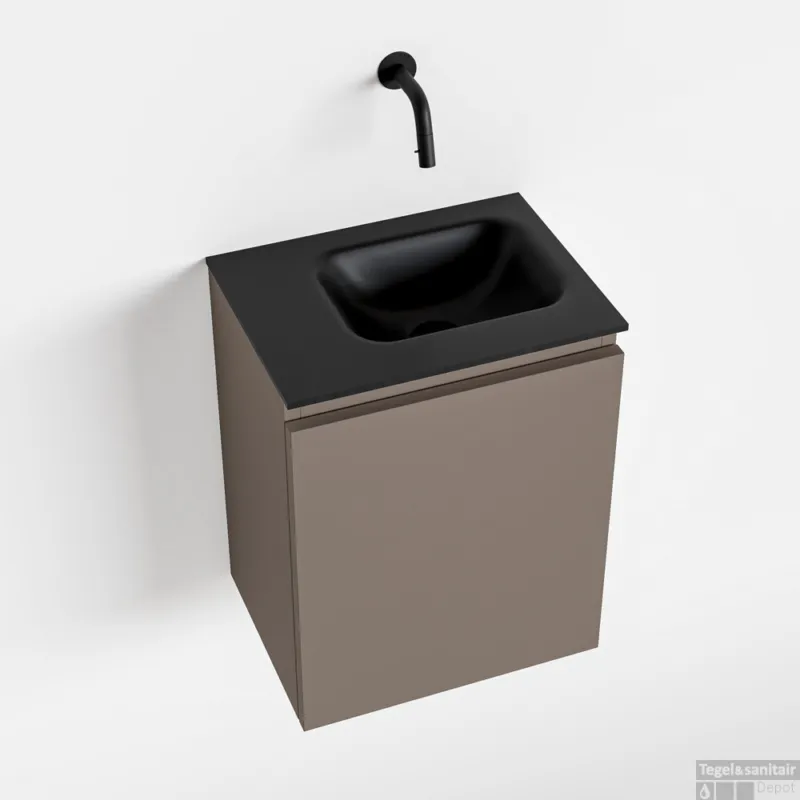 Premium MONDIAZ OLAN 40cm toiletmeubel smoke. LEX wastafel urban rechts geen kraangat