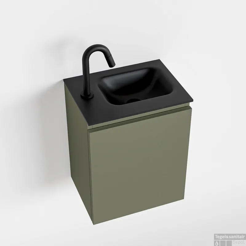 MONDIAZ OLAN 40cm toiletmeubel army. LEX wastafel urban rechts 1 kraangat Actieprijs