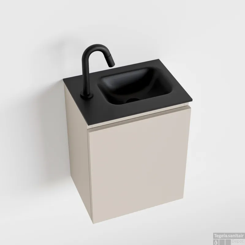 MONDIAZ OLAN 40cm toiletmeubel linen. LEX wastafel urban rechts 1 kraangat Rechtstreeks Van De Fabrikant