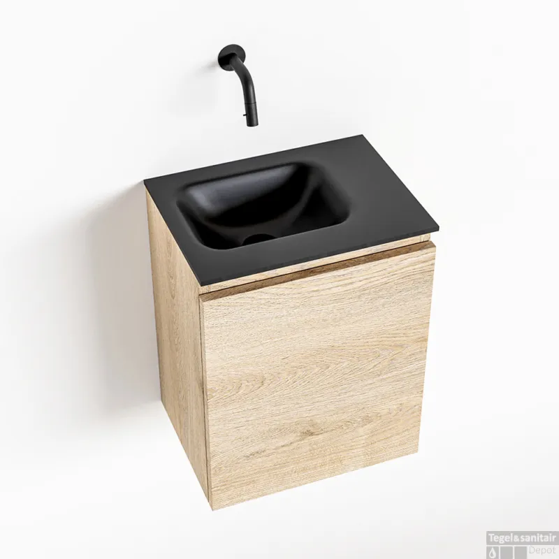 Weekendaanbieding MONDIAZ OLAN 40cm toiletmeubel washed_oak. LEX wastafel urban links geen kraangat
