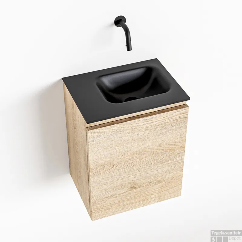MONDIAZ OLAN 40cm toiletmeubel washed_oak. LEX wastafel urban rechts geen kraangat Tijdelijk Beschikbaar