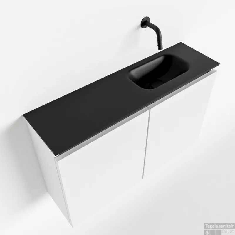 MONDIAZ TURE 80cm toiletmeubel talc. EDEN wastafel urban rechts geen kraangat Flitsaanbieding