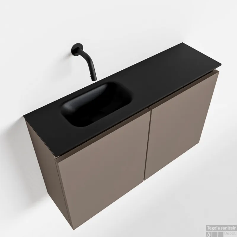 MONDIAZ TURE 80cm toiletmeubel smoke. EDEN wastafel urban links geen kraangat Voordeelprijs