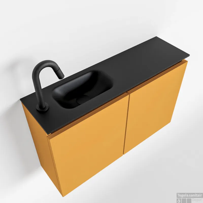 MONDIAZ TURE 80cm toiletmeubel ocher. EDEN wastafel urban links 1 kraangat Beperkte Voorraad