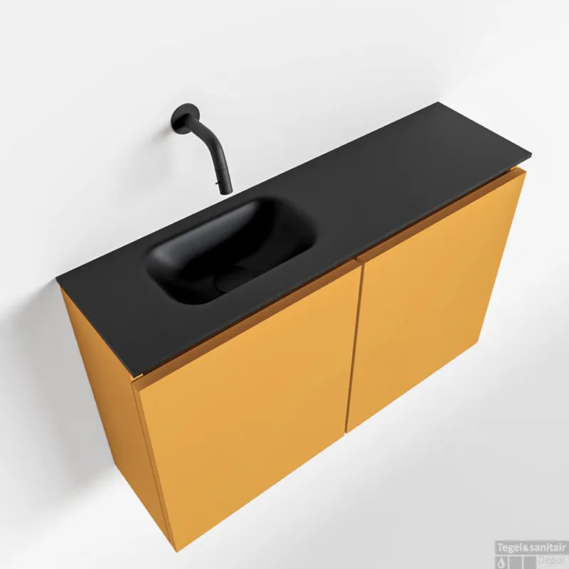 MONDIAZ TURE 80cm toiletmeubel ocher. EDEN wastafel urban links geen kraangat Speciale Aanbieding