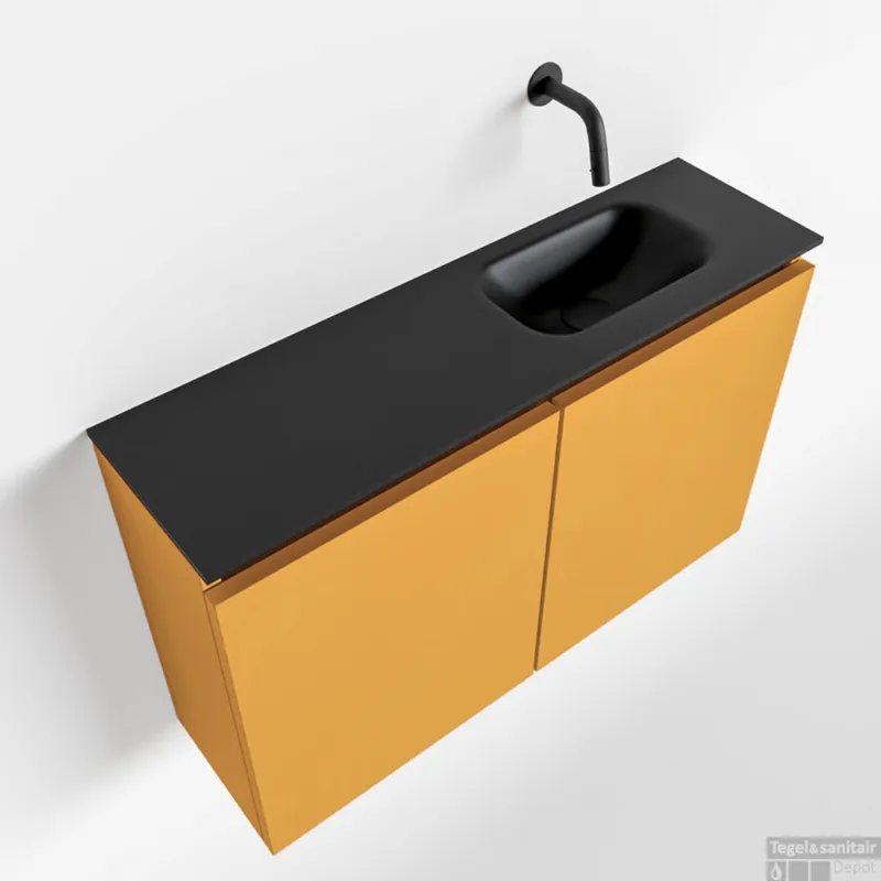 MONDIAZ TURE 80cm toiletmeubel ocher. EDEN wastafel urban rechts geen kraangat Merkproduct