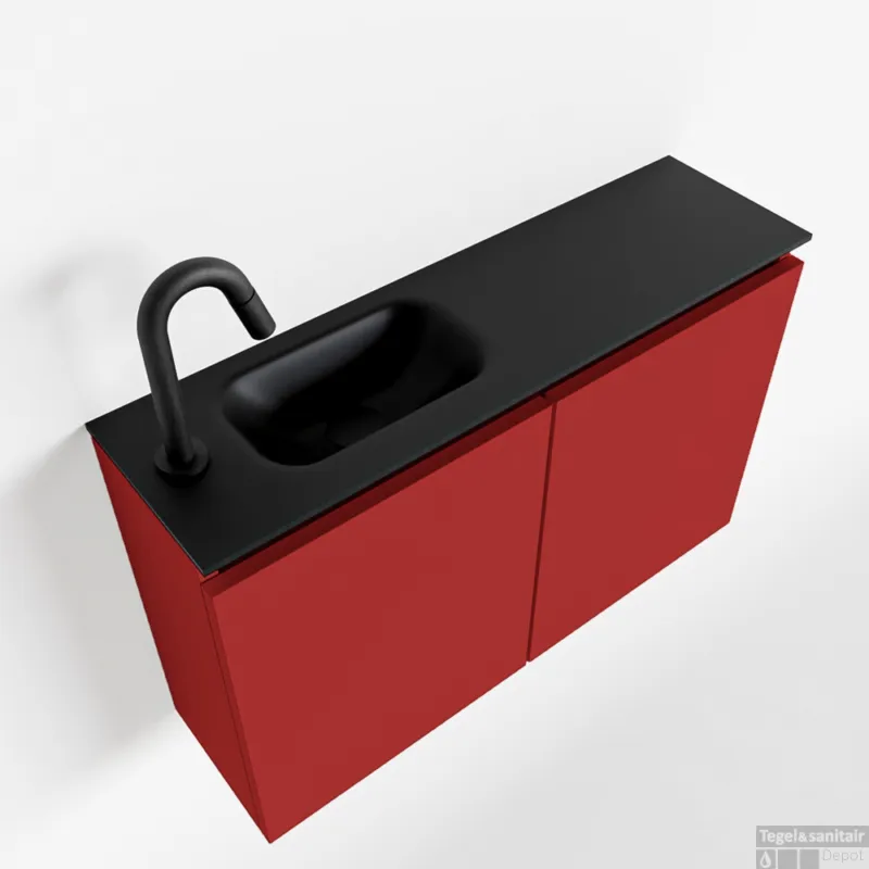 MONDIAZ TURE 80cm toiletmeubel fire. EDEN wastafel urban links 1 kraangat Exclusieve Aanbieding