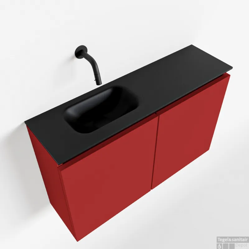 Actieprijs MONDIAZ TURE 80cm toiletmeubel fire. EDEN wastafel urban links geen kraangat