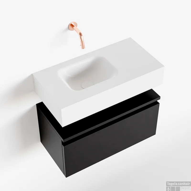 Op = Op MONDIAZ ANDOR 60cm toiletmeubel urban. LEX 60cm wastafel talc links geen kraangat