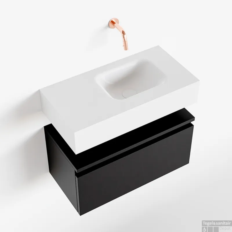 Actieprijs MONDIAZ ANDOR 60cm toiletmeubel urban. LEX 60cm wastafel talc rechts geen kraangat