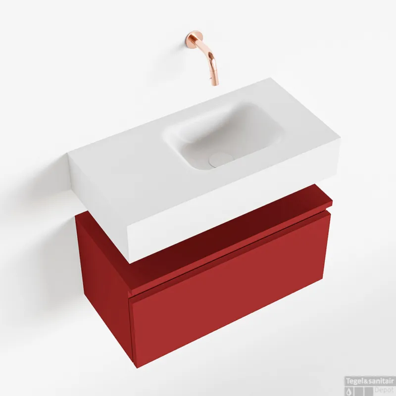 Rechtstreeks Van De Fabrikant MONDIAZ ANDOR 60cm toiletmeubel fire. LEX 60cm wastafel talc rechts geen kraangat