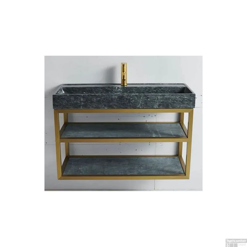 Flitsaanbieding Badkamermeubel Casajoy Gold 100x42x55cm Met Natuurstenen Wastafel