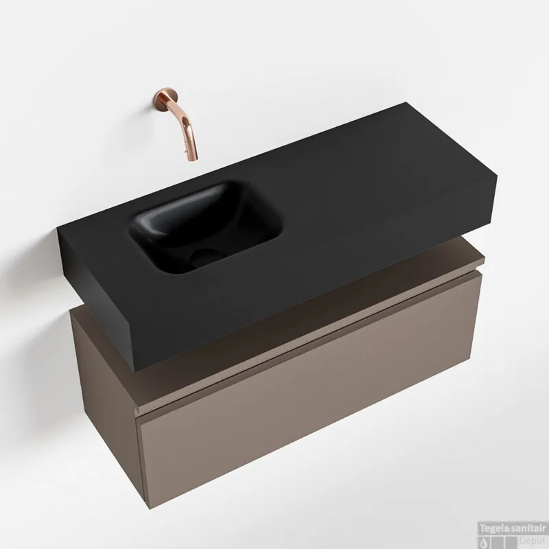 Must-Have MONDIAZ ANDOR 80cm toiletmeubel smoke. LEX 80cm wastafel urban links geen kraangat
