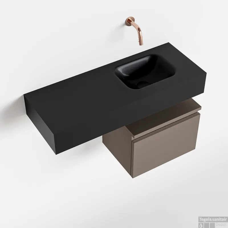 Rechtstreeks Van De Fabrikant MONDIAZ ANDOR 40cm toiletmeubel smoke. LEX 80cm wastafel urban rechts geen kraangat