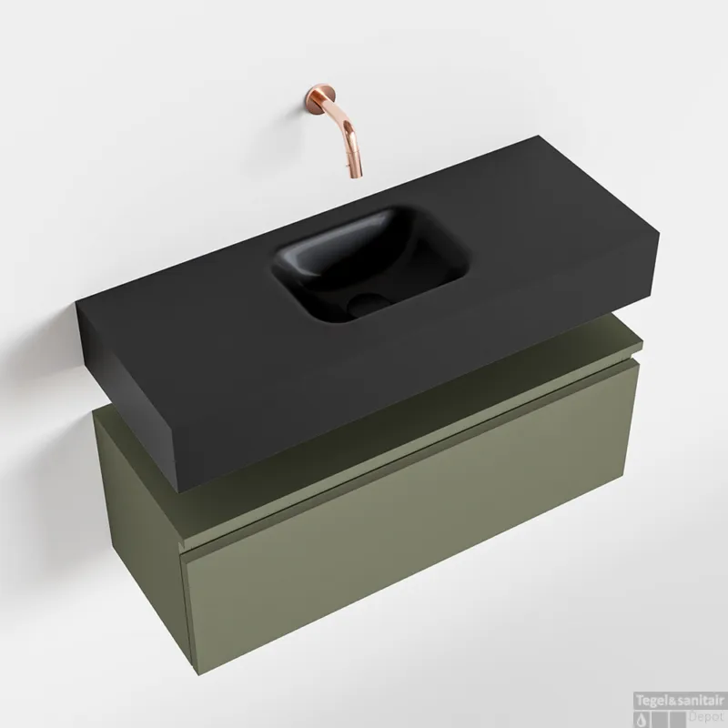 Snelle Levering MONDIAZ ANDOR 80cm toiletmeubel army. LEX 80cm wastafel urban midden geen kraangat