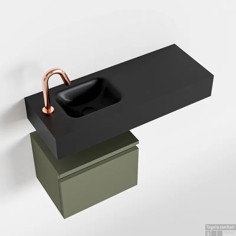 Alleen Vandaag MONDIAZ ANDOR 40cm toiletmeubel army. LEX 80cm wastafel urban links 1 kraangat