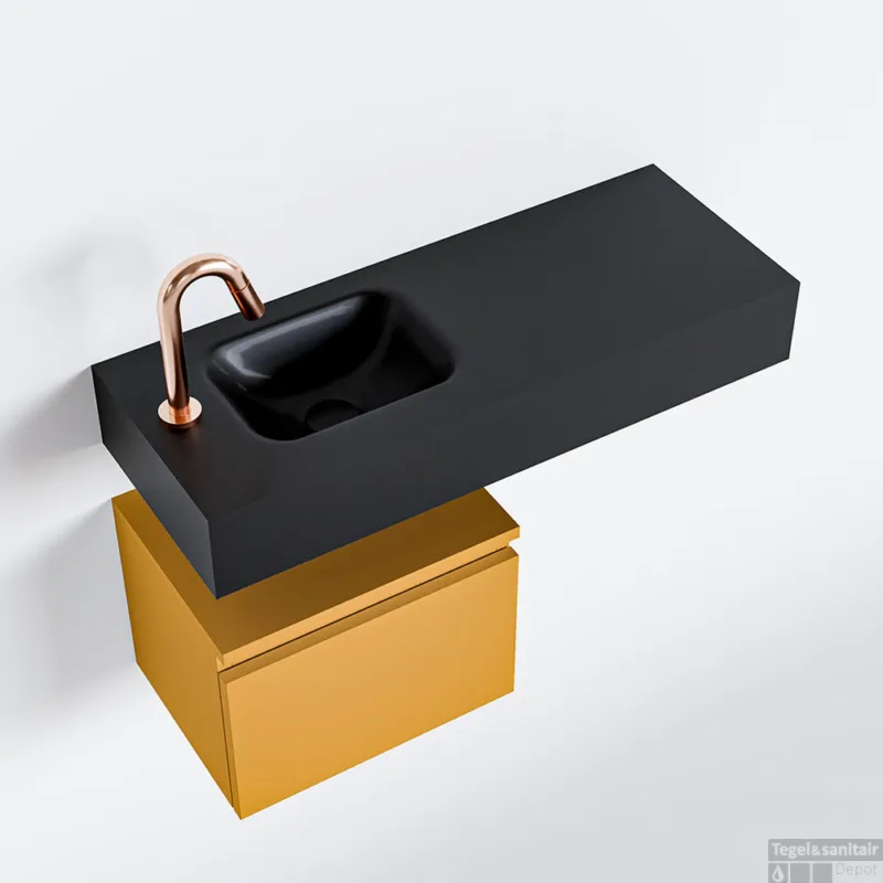 Weekendaanbieding MONDIAZ ANDOR 40cm toiletmeubel ocher. LEX 80cm wastafel urban links 1 kraangat