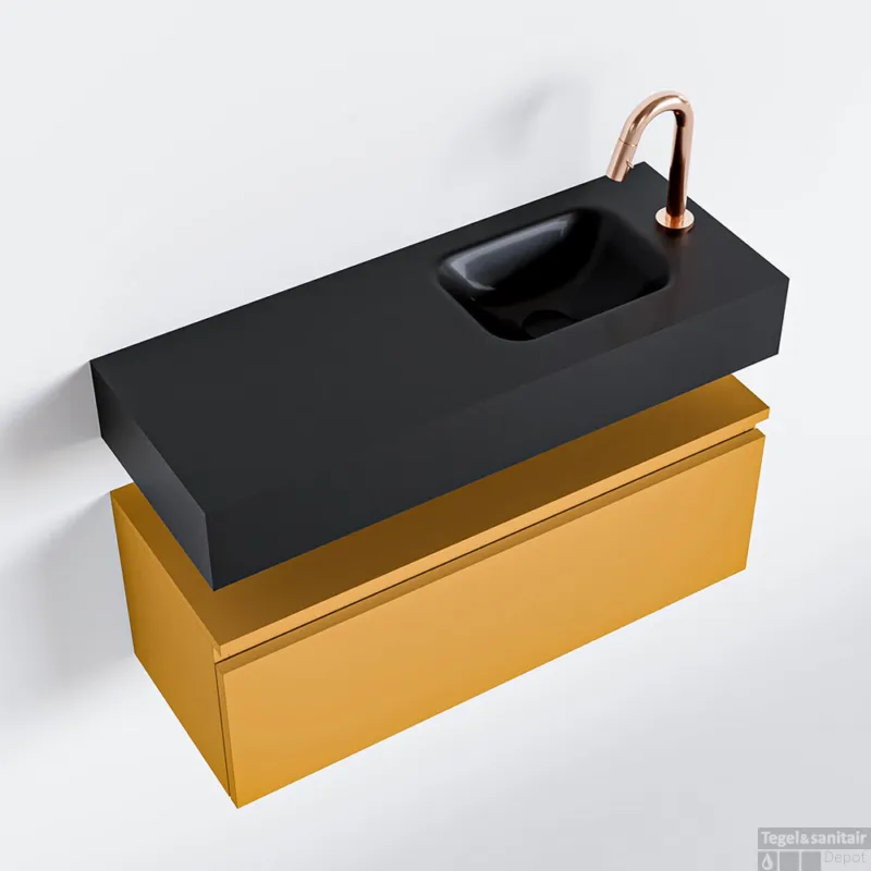 Populair MONDIAZ ANDOR 80cm toiletmeubel ocher. LEX 80cm wastafel urban rechts 1 kraangat