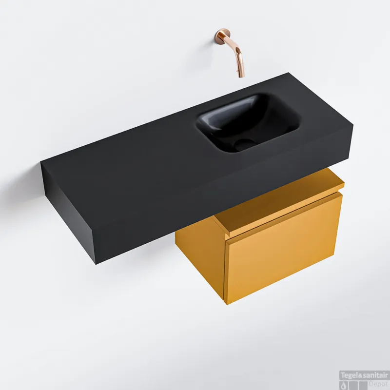 Tijdelijk Beschikbaar MONDIAZ ANDOR 40cm toiletmeubel ocher. LEX 80cm wastafel urban rechts geen kraangat