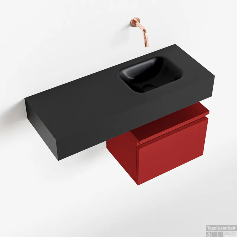 Actieprijs MONDIAZ ANDOR 40cm toiletmeubel fire. LEX 80cm wastafel urban rechts geen kraangat