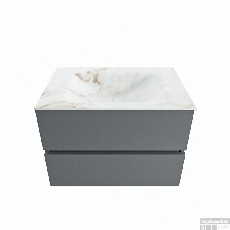 MONDIAZ VICA-DLUX 70cm badmeubel onderkast Plata 2 lades. Inbouw wastafel CLOUD midden 1 kraangat, kleur Frappe. Hete Deal