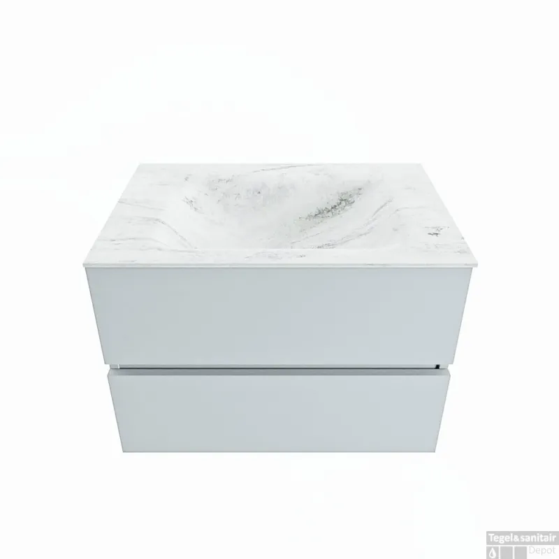 MONDIAZ VICA-DLUX 70cm badmeubel onderkast Clay 2 lades. Inbouw wastafel CLOUD midden 1 kraangat, kleur Opalo. Veilige Betaling