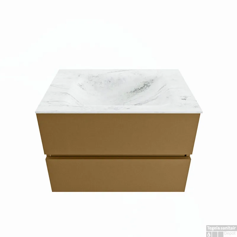 MONDIAZ VICA-DLUX 70cm badmeubel onderkast Oro 2 lades. Inbouw wastafel CLOUD midden zonder kraangat, kleur Opalo. Seizoensaanbieding