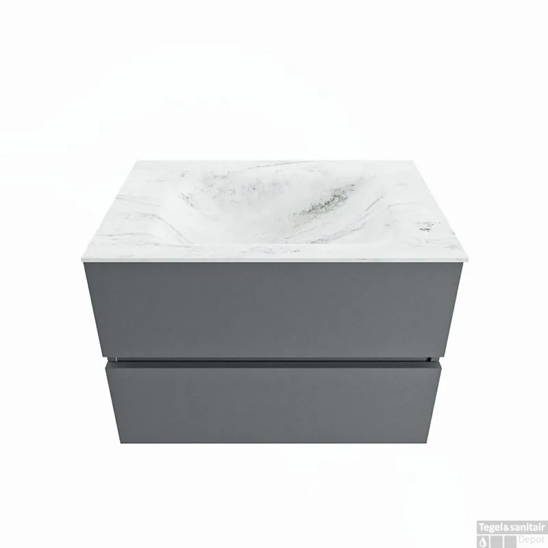 MONDIAZ VICA-DLUX 70cm badmeubel onderkast Plata 2 lades. Inbouw wastafel CLOUD midden 1 kraangat, kleur Opalo. Speciale Aanbieding