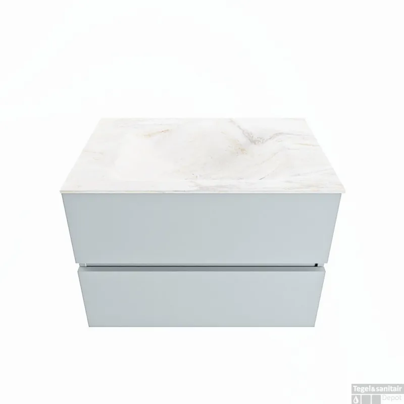 MONDIAZ VICA-DLUX 70cm badmeubel onderkast Clay 2 lades. Inbouw wastafel CLOUD midden zonder kraangat, kleur Ostra. Finale Uitverkoop