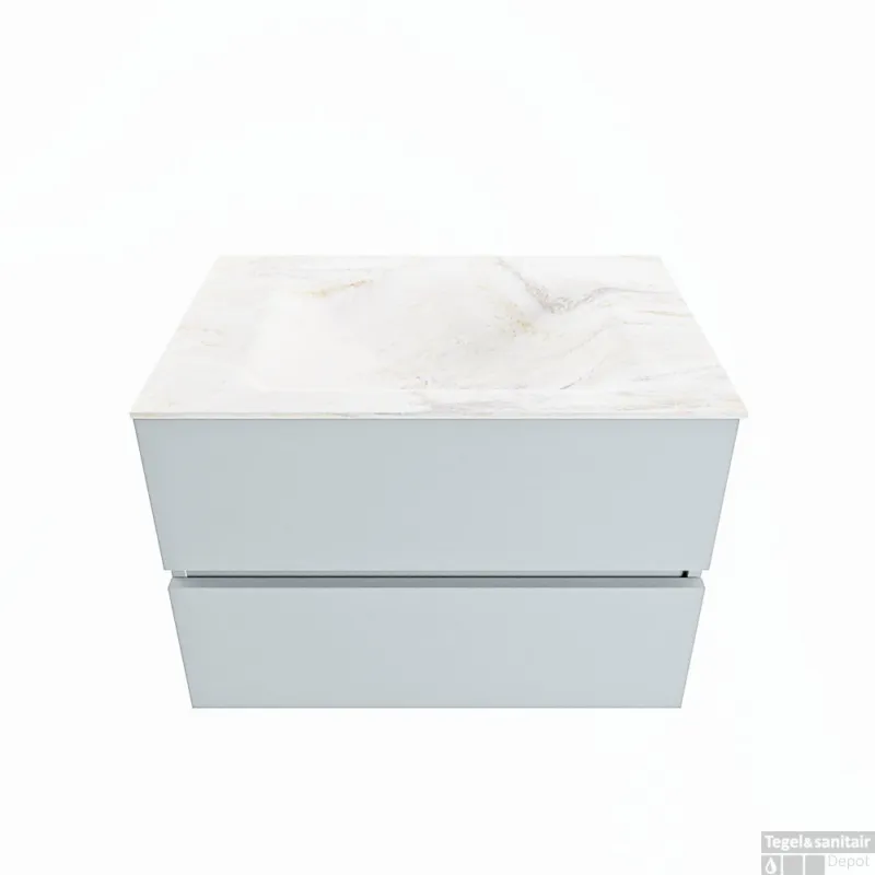 MONDIAZ VICA-DLUX 70cm badmeubel onderkast Clay 2 lades. Inbouw wastafel CLOUD midden 1 kraangat, kleur Ostra. Goedkoop
