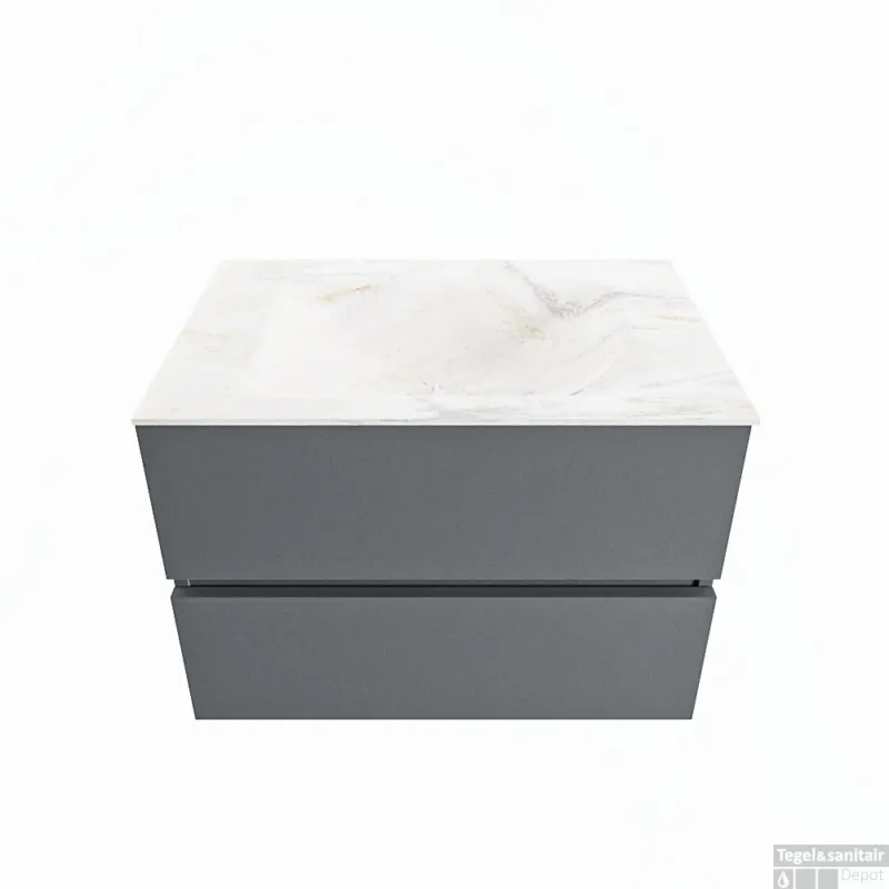 MONDIAZ VICA-DLUX 70cm badmeubel onderkast Plata 2 lades. Inbouw wastafel CLOUD midden zonder kraangat, kleur Ostra. Koop Online