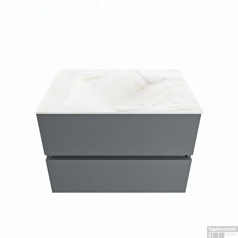 MONDIAZ VICA-DLUX 70cm badmeubel onderkast Plata 2 lades. Inbouw wastafel CLOUD midden 1 kraangat, kleur Ostra. Betaalbaar