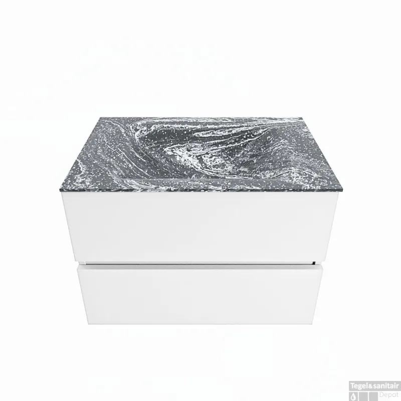 Shop Nu MONDIAZ VICA-DLUX 70cm badmeubel onderkast Talc 2 lades. Inbouw wastafel CLOUD midden 1 kraangat, kleur Lava.