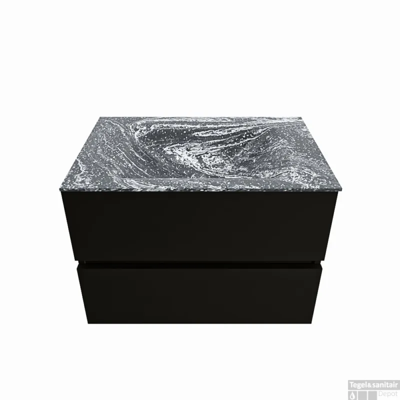 MONDIAZ VICA-DLUX 70cm badmeubel onderkast Urban 2 lades. Inbouw wastafel CLOUD midden zonder kraangat, kleur Lava. Koop Vandaag