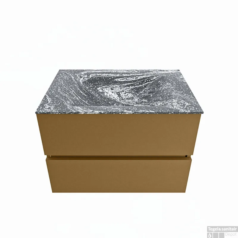 Shop Nu MONDIAZ VICA-DLUX 70cm badmeubel onderkast Oro 2 lades. Inbouw wastafel CLOUD midden 1 kraangat, kleur Lava.