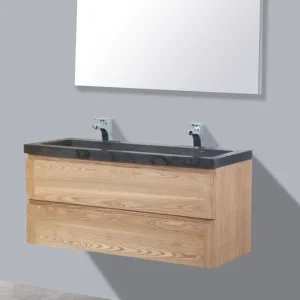 Badkamermeubelset Sanilux Wood Stone 120x47x50 cm Massief Eikenhout Finale Uitverkoop