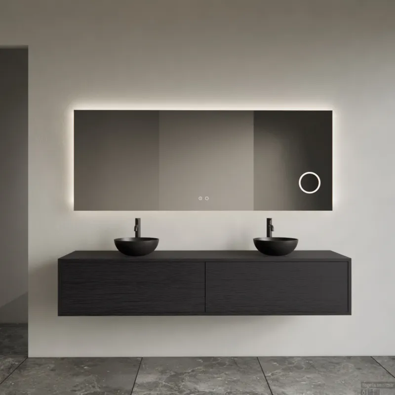 Onderkast Gliss Design Joa Black Veneer 200 CM 2 Laden Incl.Topplaat Laatste Kans