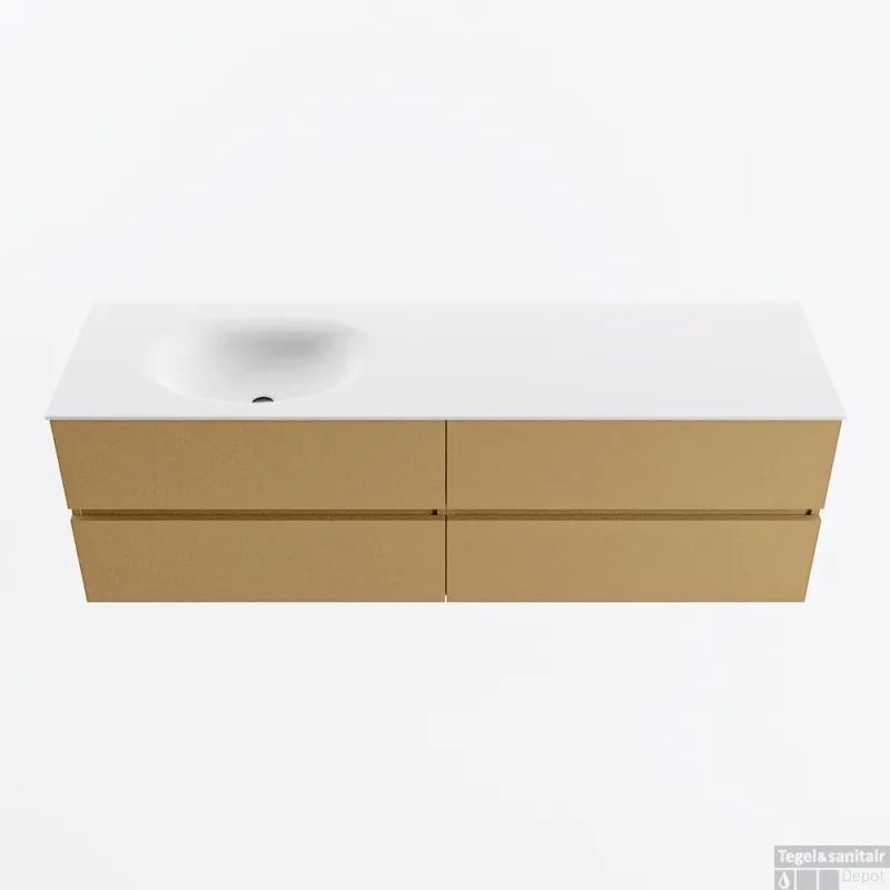 Nieuw MONDIAZ VICA 160cm badmeubel onderkast Oro 4 lades. Wastafel MOON links zonder kraangat, kleur Talc.