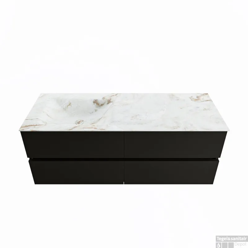 MONDIAZ VICA-DLUX 130cm badmeubel onderkast Urban 4 lades. Inbouw wastafel CLOUD links zonder kraangat, kleur Frappe. Premium