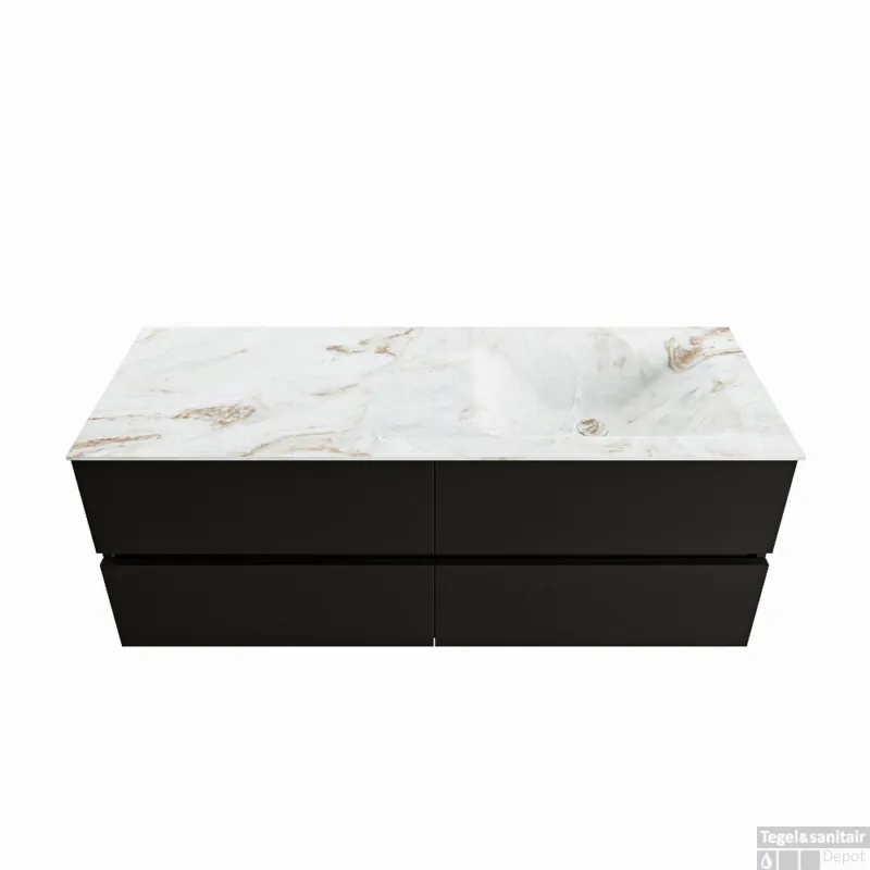 MONDIAZ VICA-DLUX 130cm badmeubel onderkast Urban 4 lades. Inbouw wastafel CLOUD rechts 1 kraangat, kleur Frappe. Actieprijs