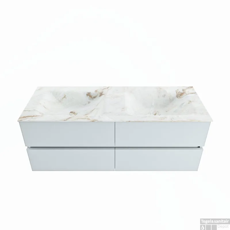 MONDIAZ VICA-DLUX 130cm badmeubel onderkast Clay 4 lades. Inbouw wastafel CLOUD dubbel 2 kraangaten, kleur Frappe. Koop Online