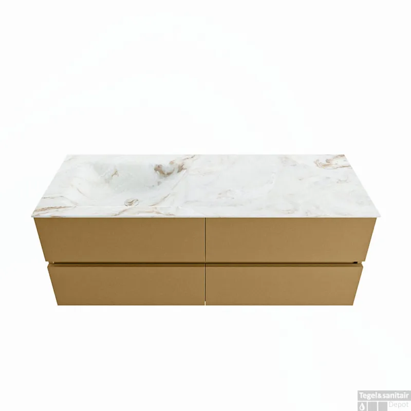 Speciale Aanbieding MONDIAZ VICA-DLUX 130cm badmeubel onderkast Oro 4 lades. Inbouw wastafel CLOUD links zonder kraangat, kleur Frappe.