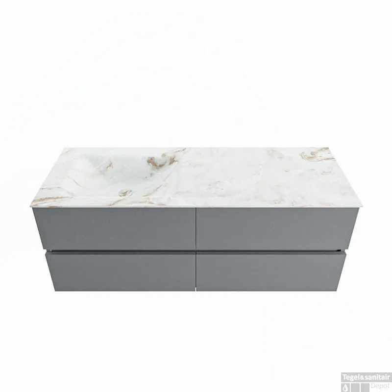 MONDIAZ VICA-DLUX 130cm badmeubel onderkast Plata 4 lades. Inbouw wastafel CLOUD links zonder kraangat, kleur Frappe. Bestel Nu