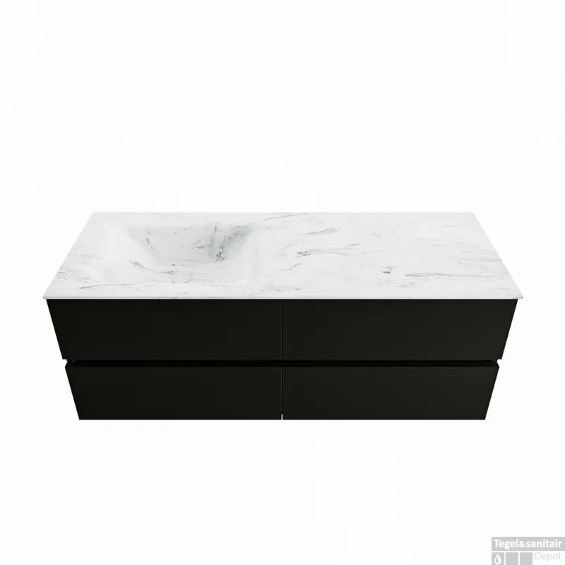 MONDIAZ VICA-DLUX 130cm badmeubel onderkast Urban 4 lades. Inbouw wastafel CLOUD links zonder kraangat, kleur Opalo. Voordeelprijs