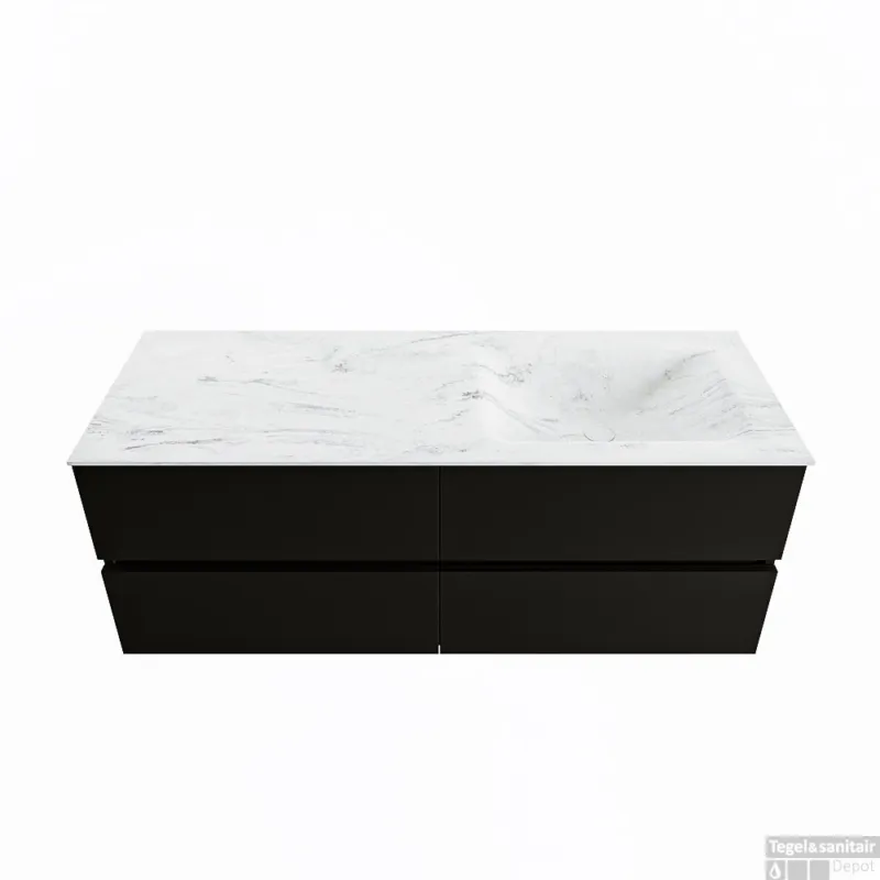 Weekendaanbieding MONDIAZ VICA-DLUX 130cm badmeubel onderkast Urban 4 lades. Inbouw wastafel CLOUD rechts zonder kraangat, kleur Opalo.